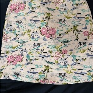 J. Jill Floral Print Skirt with Pink and Green Accents